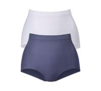 Shapingslip PETITE FLEUR, Damen, Gr. S (36/38), 2 Stk., blau (marine, weiß), Microfaser, Obermaterial: 88% Polyamid, 12% Elasthan, Unterhosen, SEAMLESS im Doppelpack (90908128-S) marine, weiß