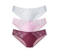 PETITE FLEUR Damen Slip brombeer / rosa / weiß, Größe 36/38, 552685 Brombeer / Rosa / Weiß S