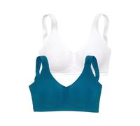 Soft-BH PETITE FLEUR Gr. 80, Cup D, grün (petrol, weiß) Damen BHs BH-Set Bügelloser-BH ohne Bügel Bügel, aus weicher Baumwolle Bestseller (371491-80)