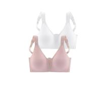 Soft-BH PETITE FLEUR, Damen, Gr. 85, Cup D, rosa (rosa, weiß), Jersey, Obermaterial: 90% Baumwolle, 5% Elasthan, 5% Polyamid, BHs Soft-BH, ohne Bügel mit Spitzen-Details (727255-85) rosa, weiß