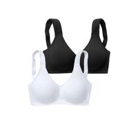 Soft-BH PETITE FLEUR, Damen, Gr. 105, Cup D, schwarz (schwarz, weiß), Trikot, Obermaterial: 95% Baumwolle, 5% Elasthan, BHs Soft-BH, ohne Bügel, aus weicher Baumwolle (541125-105) schwarz, weiß