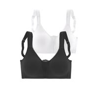 Soft-BH PETITE FLEUR, Damen, Gr. 95, Cup C, schwarz (schwarz, weiß), Jersey, Obermaterial: 90% Baumwolle, 5% Elasthan, 5% Polyamid, BHs Soft-BH, ohne Bügel mit Spitzen-Details (727184-95) schwarz, wei