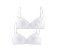 Soft-BH PETITE FLEUR Gr. 75, Cup B, weiß Damen BHs Soft-BH Bügelloser-BH BH BH-Set ohne Bügel Bügel, mit hübscher Baumwollstickerei (311609-75)