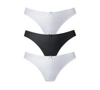String PETITE FLEUR, Damen, Gr. 32/34, 3 Stk., weiß (2xweiß, 1xschwarz), Spitze, Obermaterial: 86% Polyester, 14% Elasthan, Unterhosen String, hinten komplett aus zarter Jacquardspitze (547121-32) 2xw