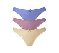 String PETITE FLEUR, Damen, Gr. 32/34, 3 Stk., bunt (altrosa, blau, vanille), Spitze, Obermaterial: 86% Polyester, 14% Elasthan, Unterhosen String, hinten komplett aus zarter Jacquardspitze (37849723-