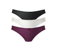 String PETITE FLEUR, Damen, Gr. 32/34, 3 Stk., rot (beere, creme, schwarz), Spitze, Obermaterial: 86% Polyester, 14% Elasthan, Unterhosen String, hinten komplett aus zarter Jacquardspitze (291699-32) 