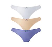 String PETITE FLEUR, Damen, Gr. 36/38, 3 Stk., bunt (blau, mandarine, weiß), Spitze, Obermaterial: 86% Polyester, 14% Elasthan, Unterhosen String, hinten komplett aus zarter Jacquardspitze (613892-36)