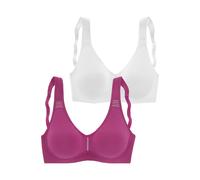 T-Shirt-BH PETITE FLEUR, Damen, Gr. 85, Cup B, lila (beere, weiß), Jersey, Obermaterial: 95% Baumwolle, 5% Elasthan, Basic, BHs T-Shirt-BH, ohne Bügel aus Baumwolle (75914267-85) beere, weiß