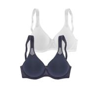 PETITE FLEUR T-Shirt-BH Damen marine+weiß Gr.80D