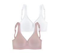 PETITE FLEUR Damen T-Shirt-BH 2er Pack aus Baumwolle, ohne Bügel, nahtlos, bequemes Tragegefühl, atmungsaktiv