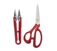 petjoyful Nähscheren-Set, rostfreier Edelstahl, Schneiderschere und Fadenschere, ergonomischer Gummigriff, Stoffschere für die Schneiderei (Roter Griff 9 Zoll)