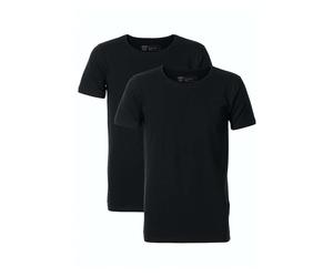 Petrol Industries Body Fit T-Shirt Rundhals Doppelpack schwarz, Einfarbig