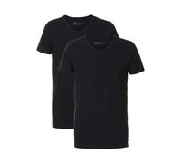 Petrol Industries Body Fit T-Shirt V-Ausschnitt Doppelpack schwarz, Einfarbig