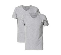 Petrol Industries Herren 2er-Pack T-Shirt Basic - V-Ausschnitt - Baumwolle - Kurzarm - Multipack - Herrenbekleidung - Grau - S