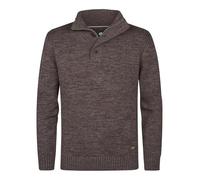 Petrol Industries Herren Strickpullover - Stehkragen mit Knöpfen und Reißverschluss - Regular Fit - Herrenbekleidung - Braun - XL