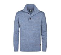 Petrol Industries Herren Strickpullover - Stehkragen mit Knöpfen und Reißverschluss - Regular Fit - Herrenbekleidung - Blau - M