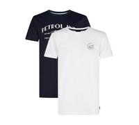 Petrol Industries Jungen 2er-Pack T-Shirt - Kurzarm - Rundhalsausschnitt - Mit Grafik - Kinderbekleidung - Multipack - Marineblau - Weiß - 164