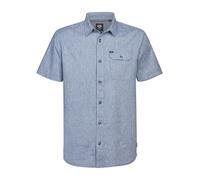 Kurzarmhemd PETROL INDUSTRIES "Men Shirt Short Sleeve Uni", Herren, Gr. XL (42), N-Gr, light indigo, Jersey, Obermaterial: 71% Baumwolle, 26% Leinen, 3% Elasthan, meliert, regular fit normal, gerader