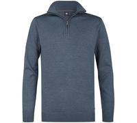 Troyer PETROL INDUSTRIES, Herren, Gr. L (40), blau (storm blau), Strick, Obermaterial: 50% Baumwolle, 50% Polyacryl, regular fit hüftbedeckend, ohne Ausschnitt, Rippbündchen, Pullover Troyer, Baumwoll