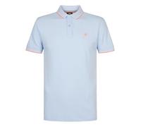 Poloshirt PETROL INDUSTRIES "Men Polo Short Sleeve", Herren, Gr. XXL (44), sky, Piqué, Obermaterial: 95% Baumwolle, 5% Elasthan, unifarben mit Farbeinsatz, regular fit normal, Rippstrickbündchen, Shir