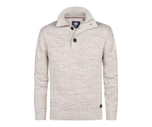 Petrol Industries Regular Fit Strickpullover KnopfleisteAntique White, Meliert