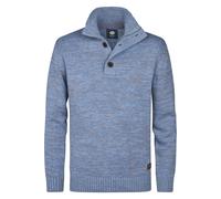 Petrol Industries Regular Fit Strickpullover Knopfleisteblau, Meliert