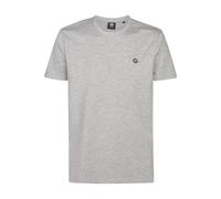 Rundhalsshirt PETROL INDUSTRIES, Herren, Gr. XL, grau (light grau melee), Jersey, Obermaterial: 100% Baumwolle, casual, regular fit taillenbedeckt, Rundhals, Kurzarm gerader Abschluss, Shirts, mit Log
