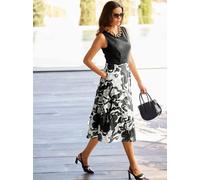 Petticoat-Kleid HEINE "Kleid", Damen, Gr. 46, Normalgrößen, schwarz (schwarz, champagner, bedruckt), 70% Polyester, 30% Elasthan, Innenseite:100% Polyester, Netzware:100% Polyester, Top:5% Elasthan, 9