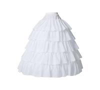 Petticoat Unterröcke Reifrock Rockabilly Rüschen A Linie Lang Vintage für Hochzeit Brautkleid S - Weiß - Gr. S/M