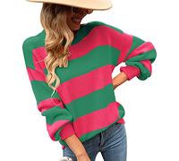 Peuignao Strickpullover Damen Oversize Pullover Damen Strick Knit Sweater Süße Overzised Pullover Frauen Strickpulli Pulli Rippstrick Gestrickter Gestreifter Kuschel Basic Knitted Pullover Damen