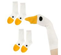 PEUTIER 2 Paar Gänse Socken, Neuheit Lustige Tiersocken Kreativ Entensocken Lässige Baumwollsocken Crew-Socken Geschenke für Damen Herren Jungen Mädchen Kostümparty