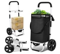 Peviasot Einkaufstrolley klappbar mit Kühlfach, 40L Fassungsvermögen & bis 40kg belastbar | Faltbarer Einkaufswagen mit Abnehmbarer Tasche, stabilem Aluminiumrahmen & robustem Oxford-Gewebe | Schwarz