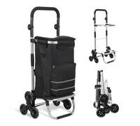Peviasot Einkaufstrolley Treppensteiger mit Kühlfach | 50kg Traglast & Großes Volumen | 3-Rad-Treppensystem, Faltbarer Einkaufswagen mit Aluminiumrahmen | Schwarz