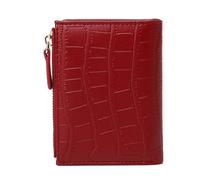 PEVive Tragbare und trendige Damen Geldbörse Kleine Faltbörse mit Einzigartiger Textur für den täglichen Gebrauch, Burgunder