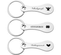 PEVRUAY 3 Einkaufswagenlöser Schlüsselanhänger Abziehbar Einkaufswagenchip Metall Einkaufschip für Einkaufswagen Glücksbringer Schutzengel Weihnachten Lieblingsmensch Advent Geschenk mit Beutel