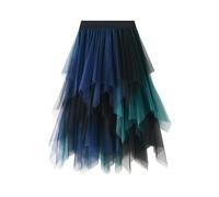 Pfau Tüllrock Kostüm Damen Lang Faltenrock Unregelmäßig A-Linie Unterrock Lagenrock Ballett Tutu Abschlussball Party Faltenkleid Midirock Skater Röcke Faschingskostüme Karneval