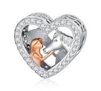 Pferd Mädchen Charm 925 Sterling Silber Pandora Pferd Charm Bead Passen Armband Anhänger Schmuck Pferdeschmuck für Frauen Damen Pferd Geschenke