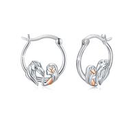 Pferd Ohrringe Mädchen 925 Sterling Silber Rose Gold Horse Kleine Creolen Ohrringe Tier Horse Pferde Schmuck für Damen Mädchen Kinder