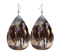 Pferde-Ohrringe für Frauen, tropfenförmig, Leder, doppelseitig, baumelnd, leicht, Damen-Ohr-Accessoires, Schmuck, modisch, Geburtstagsgeschenk