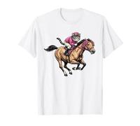 Pferderennen Katze Jockey Lustiges Derby Race 2026 Reitsport Männer T-Shirt