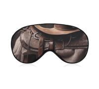 Pferdesattel mit Cowboyhut, Schlafmaske, Augenmaske, Augenmasken für Schlafmasken für Damen und Herren, Reiseaugenmaske, verstellbare Schlafmaske, Schlafmaske, Verdunkelung, niedliche Schlafmaske