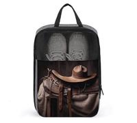 Pferdesattel mit Cowboyhut, Wildschuhtasche, Reise-Schuh-Organizer, wasserabweisend, Schuhbeutel mit Reißverschluss, Sneaker, Staubbeutel, grau, Einheitsgröße, modern, grau, Einheitsgröße, Modern
