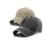 PFFY Vintage Washed Distressed Baseball Cap Golf Dad Hat für Männer Frauen, Schwarz+Khaki (verwaschen), Einheitsgröße