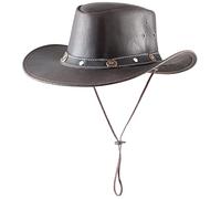 PFIFF 101003 101004 Cowboy Hut Western Wild West Fasching Karneval Cosplay Leder Frau Herren Damen Unisex Braun Schwarz Clint Eastwood Deko Helm Kinder Reiten Vintage Style Cowgirl Texas Utah