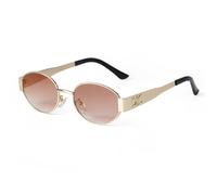 PFINAMC Ovale Sonnenbrille im Retro-Metallrahmen für Damen und Herren, kleine Sonnenbrille mit UV400-Schutz, C6 Hellbraun, 1