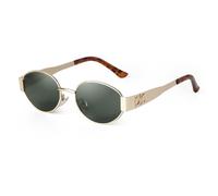 PFINAMC Retro-Sonnenbrille mit Metallrahmen, oval, für Damen und Herren, kleine Sonnenbrille mit UV400-Schutz, C3 Goldgrün, 1