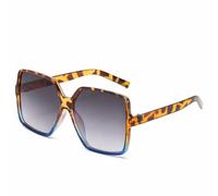 PFINAMC Schwarze quadratische übergroße Sonnenbrille für Damen, großer Rahmen, bunte Sonnenbrille, weiblicher Spiegel, Unisex, Farbverlauf, C5 LeopardBlue, Einheitsgröße