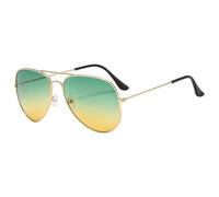 PFINAMC Sonnenbrille für Damen und Herren, Rahmen aus Legierung, Ozean-Farbverlaufsgläser, Sonnenbrillen für Damen und Herren, Gold, Grün, Gelb, Einheitsgröße