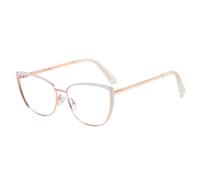 PFINAMC Vintage Eye Anti Blaulicht Metall Brillengestell Optische Brille Damenmode Brillen,Weiß Klar,1