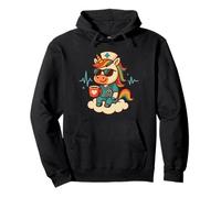 Pflege Pflegekraft Einhorn auf Wolke mit Kaffee und Brille Pullover Hoodie